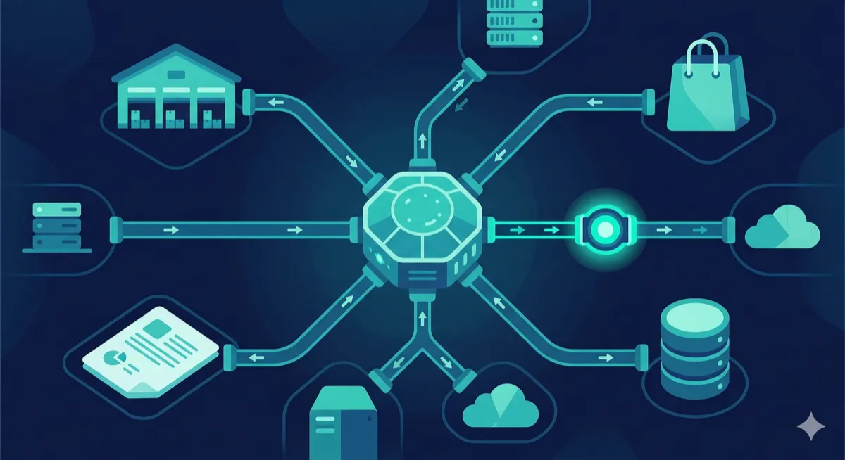 Central hub connecting multiple business systems