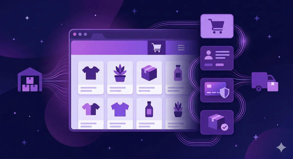 E-commerce storefront with product catalog and checkout flow